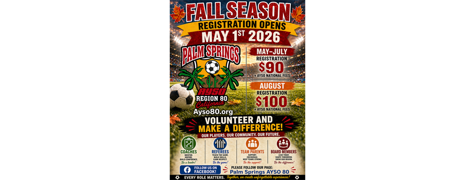 FALL REGISTRATION Now Open